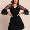 Abito corto in tulle, nero