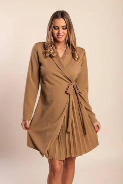 Abito elegante a chiusura ad incrocio Denver, marrone chiaro