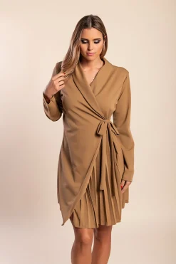 ​A​bito elegante ​a chiusura ad incrocio Denver​, marrone chiaro