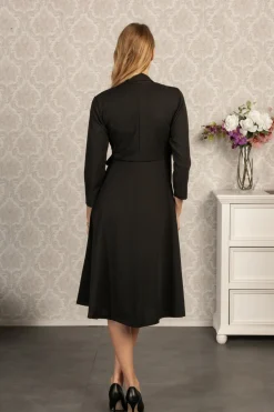 Abito elegante ad incrocio con maniche 3/4 Imogena, nero