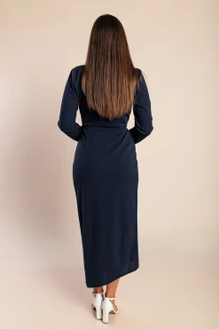 Abito elegante Brynlee con maniche a 3/4 e volant, blu scuro