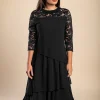 Abito elegante con pizzo, nero