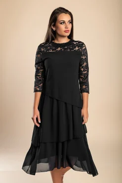 Abito elegante con pizzo, nero