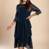 Abito elegante con pizzo, blu scuro