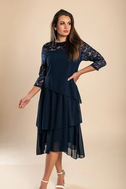 Abito elegante con pizzo, blu scuro