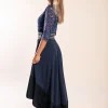 Abito elegante con pizzo Bianca, blu scuro