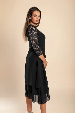 Abito elegante con pizzo, nero