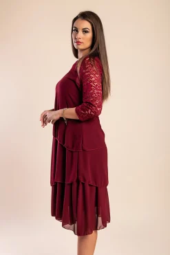 Abito elegante con pizzo, bordeaux