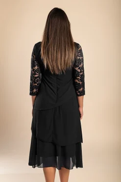 Abito elegante con pizzo, nero