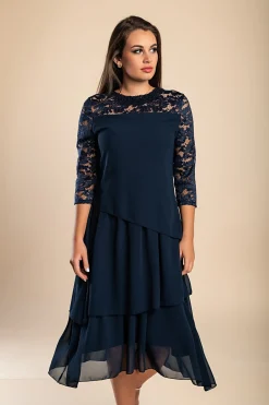 Abito elegante con pizzo, blu scuro