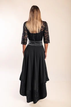 Abito elegante con pizzo Bianca, nero