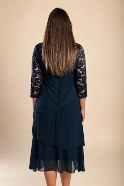 Abito elegante con pizzo, blu scuro