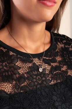 Abito elegante con pizzo Bianca, nero