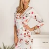 Abito elegante midi con stampa Bavaria, bianco