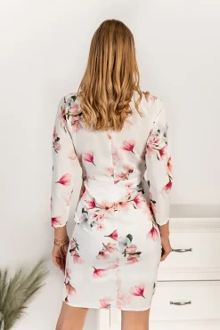 Abito elegante midi con stampa Bavaria, bianco