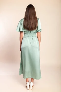 Abito lungo con maniche corte, menta