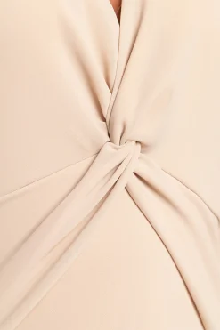 Abito lungo con scollo a V, beige
