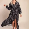 Abito lungo con stampa leopardata, grigio