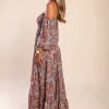 Abito lungo con stampa, multicolor