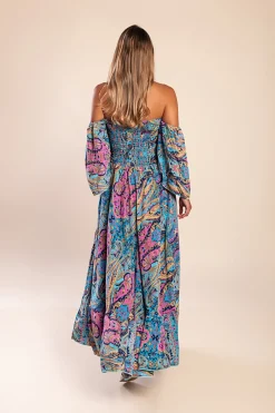 Abito lungo con stampa, multicolor