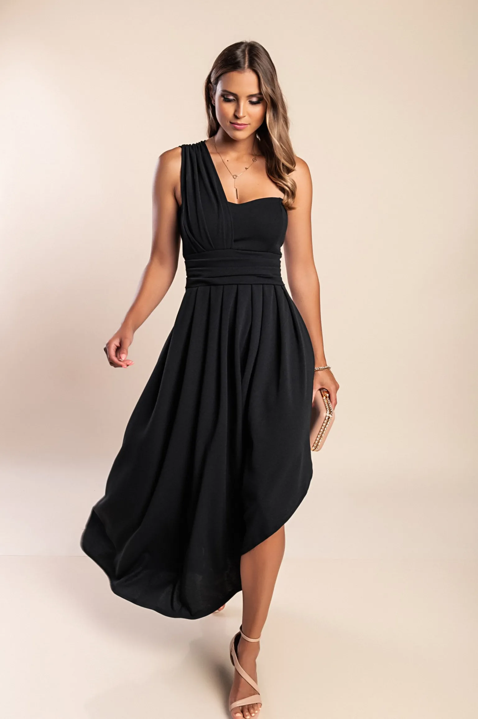 Abito lungo elegante, nero