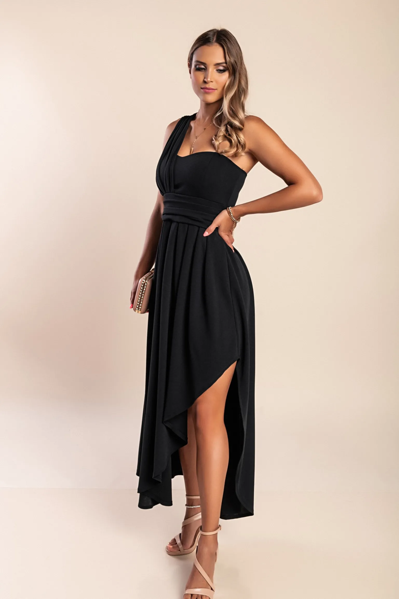 Abito lungo elegante, nero