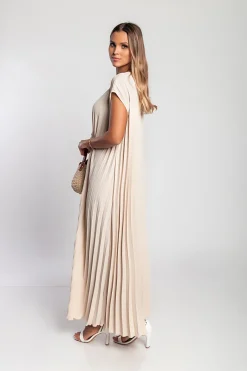 Abito lungo plissettato, beige