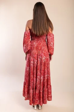 Abito maxi con stampa, multicolore