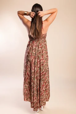 Abito maxi con stampa, multicolore