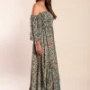 Abito maxi con stampa, multicolore