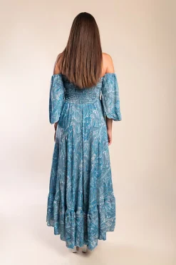 Abito maxi con stampa, multicolore