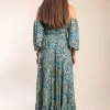 Abito maxi con stampa, multicolore