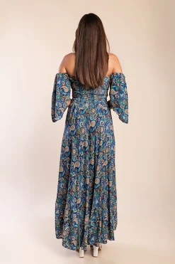 Abito maxi con stampa, multicolore