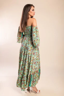 Abito maxi con stampa, multicolore