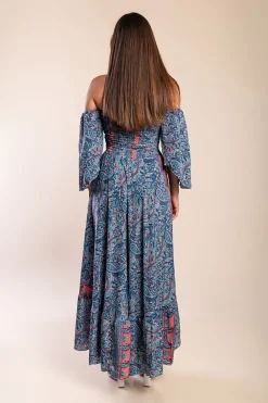 Abito maxi con stampa, multicolore