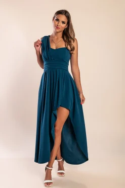 Abito maxi elegante, petrolio