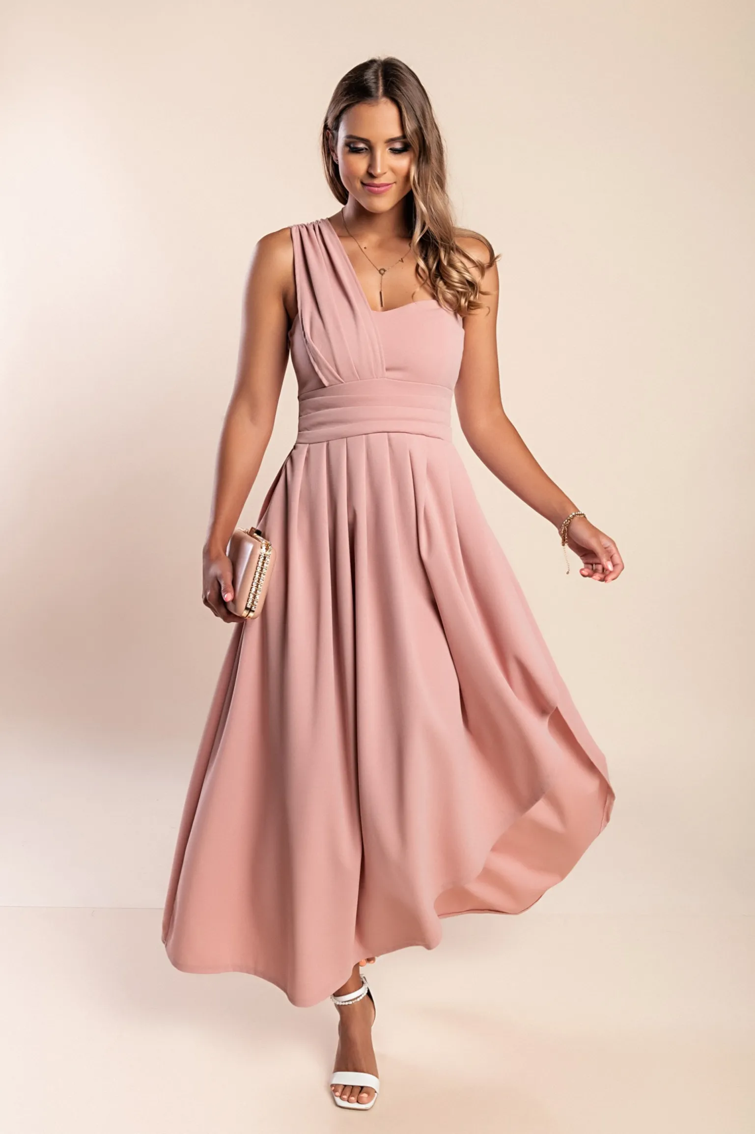 Abito maxi elegante, rosa chiaro