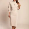 Abito midi con maniche a 3/4, beige
