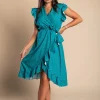 Abito midi con stampa a pois, menta