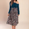 Abito midi con stampa leopardata, Petrolio