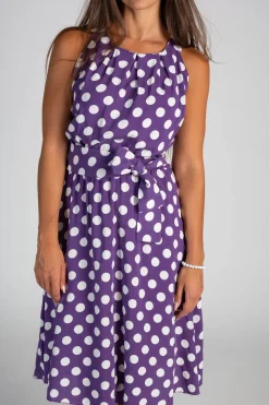Abito midi con stampa pois Moulisha, lila