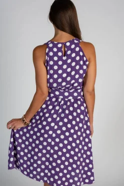 Abito midi con stampa pois Moulisha, lila