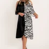 Abito midi elegante con cut-out e stampa Lotera, nero