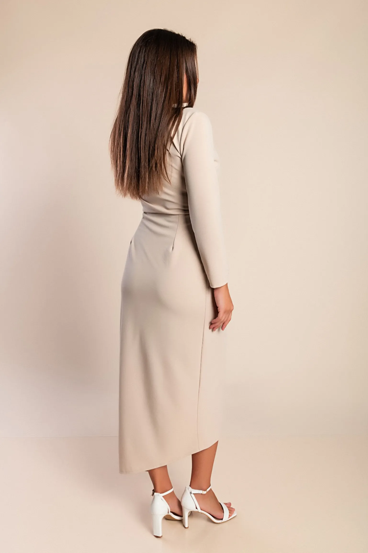Abito midi elegante con maniche a 3/4 Brynlee, beige