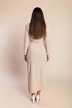 Abito midi elegante con maniche a 3/4 Brynlee, beige