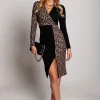 Abito midi elegante con stampa geometrica Melva, nero