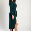 Abito midi elegante con volant e maniche a 3/4 Brynlee, verde scuro