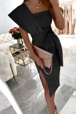 Abito midi elegante Triona, nero