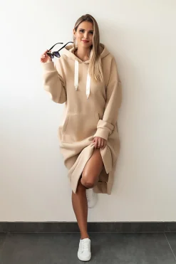 Abito midi in cotone, 18662, beige