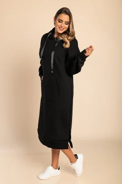 Abito midi in cotone, 18662, nero